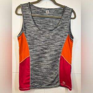 Anne Klein Sport Tank Top Women’s Gray Space Dye Colorblock Athletic Workout Lrg